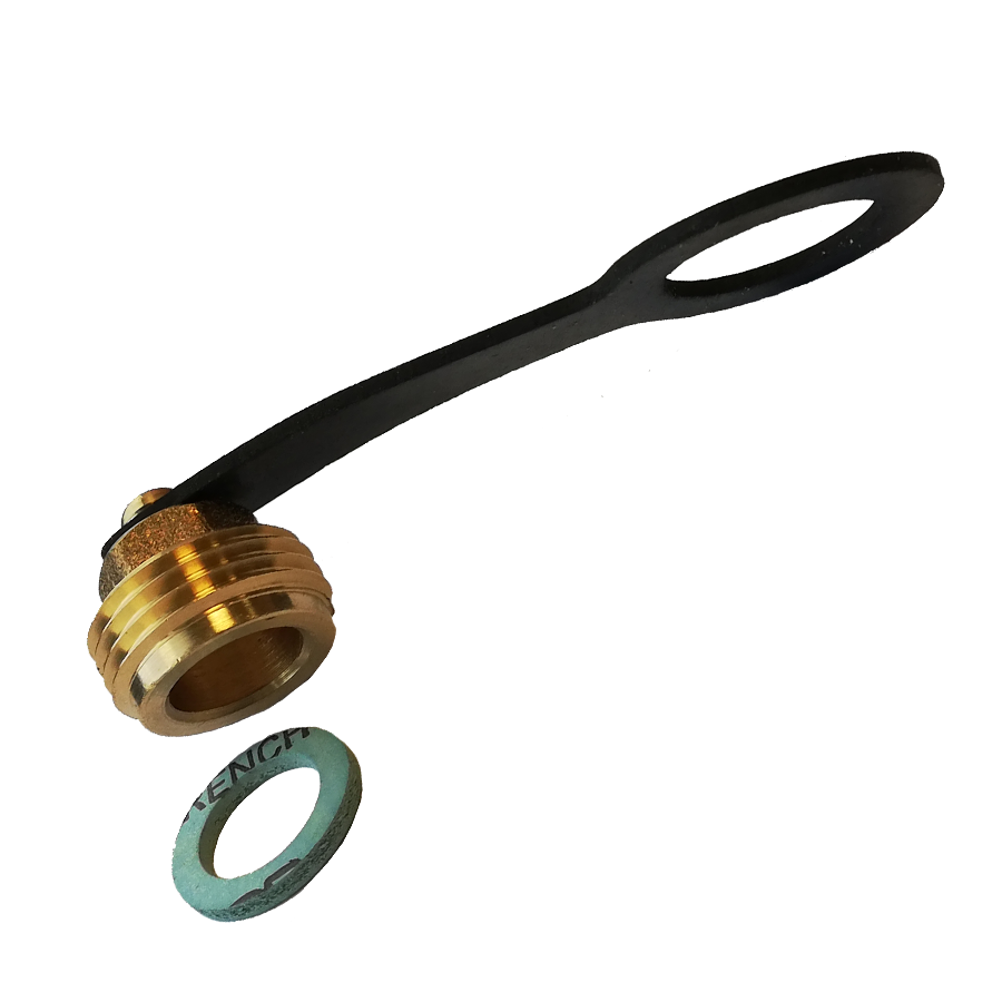 Bouchon laiton avec joint JPG, avec attache, FEM. G1/2”