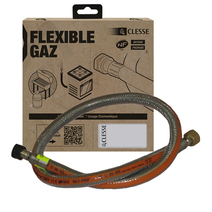 Flexible inox butane propane 1,5m avec boite brochable