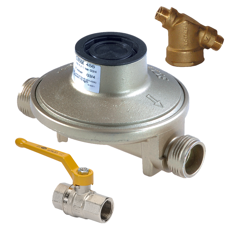 Kit Radiant : détendeur 000892AB + vanne 0813002 + filtre 004405AE