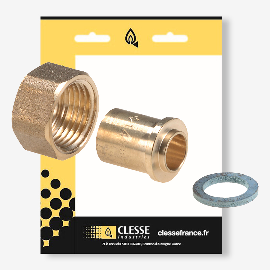 Raccord droit 2 pièces JPG à braser sur tube cuivre CAL12 Ø14 – brochable
