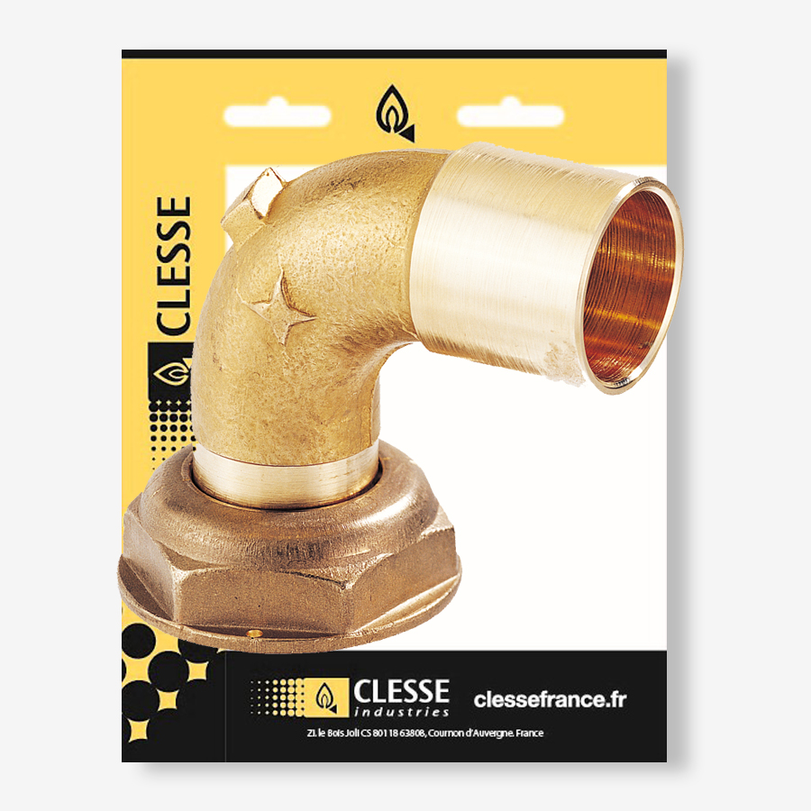 Raccord JPC coude 90°à braser sur tube cuivre sortie Ø22 CAL20 – brochable